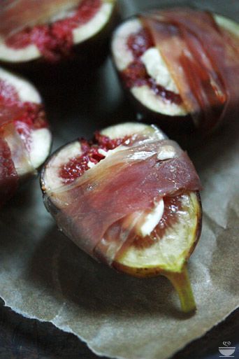Figs stuffed with goat or blue cheese, wrapped with prosciutto, roasted with a drizzle of honey…