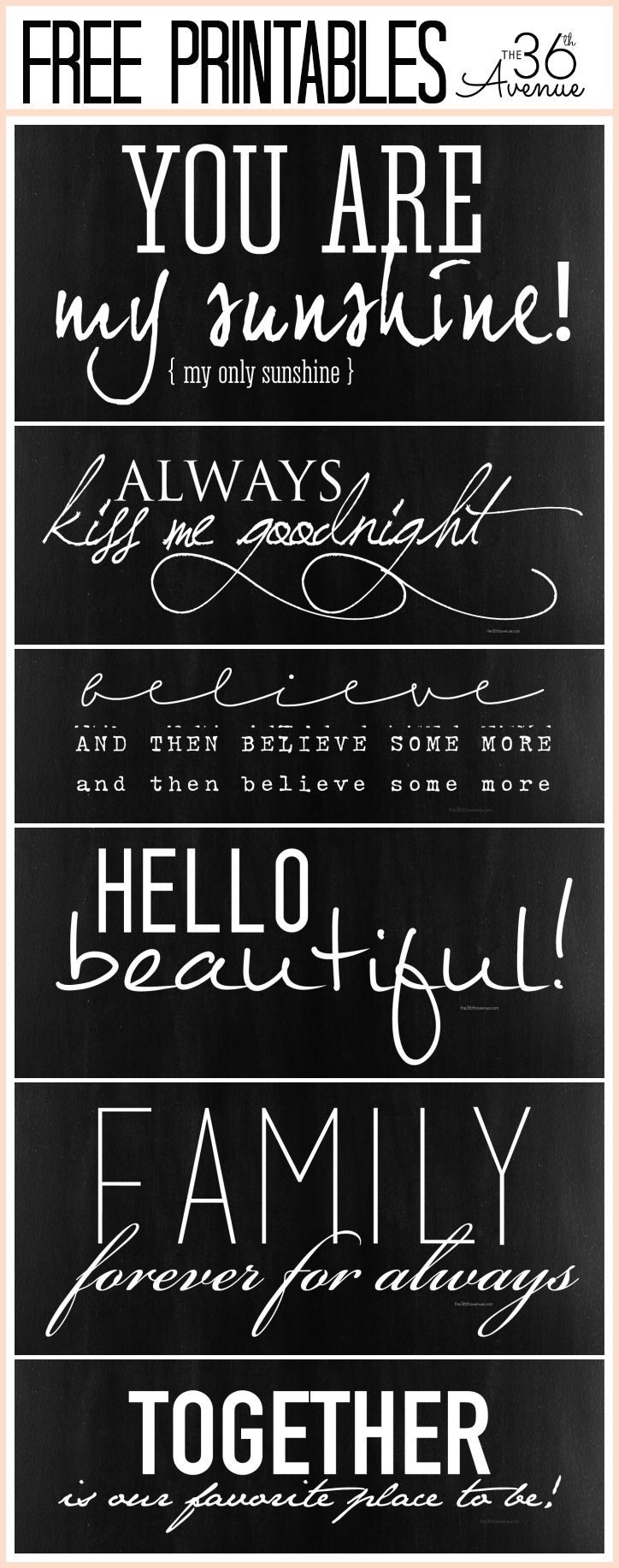Free Fonts and Free Quote Printables at the36thavenue.com