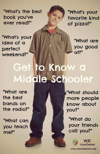 Get to Know a Middle Schooler – I’m gonna use this with the 6th grade math and science classes I’m taken o
