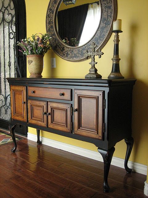 Gorgeous way to redo an old buffet – Other European Paint Finishes on this site, I really like that brown