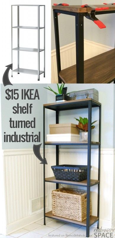 How to turn IKEA industrial — from a cheap shelf to a beautiful wood and metal industrial style shelf