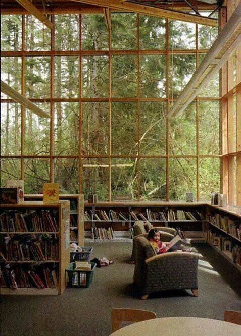 Library and Nature…oh how much I would love to have this room! Just imagine it raining…