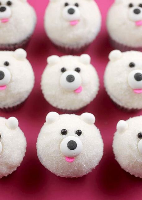 Mini Polar Bear Cupcakes  – OMG!!  Love these!