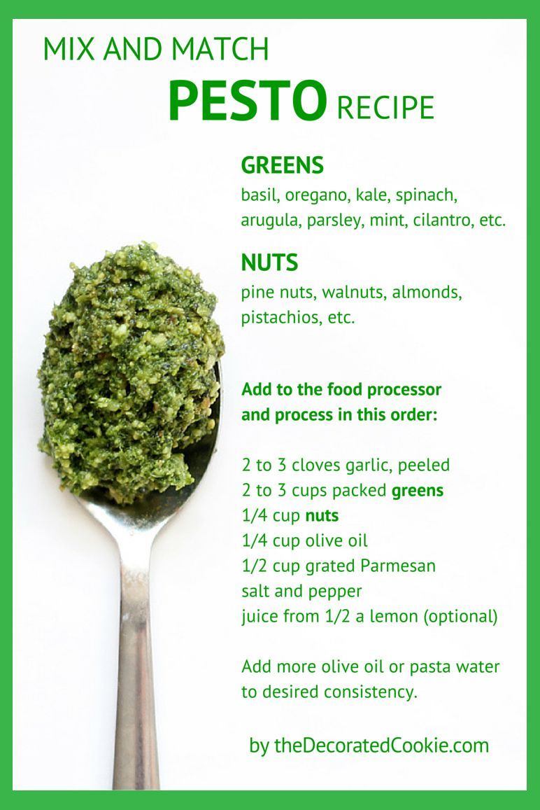 mix and match pesto recipe — choose your greens, choose your nuts