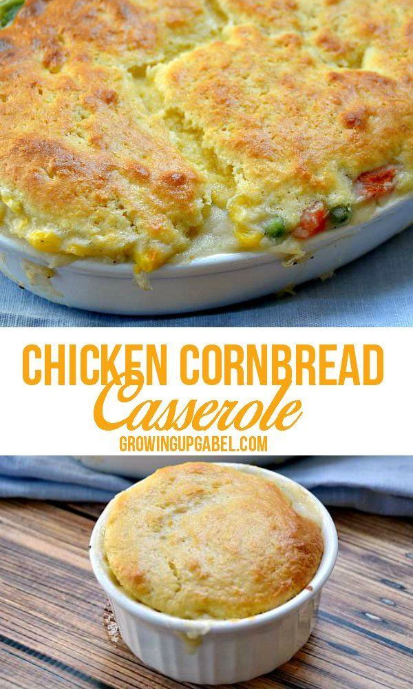 Need an easy dinner recipe? Use a homemade chicken pot pie filling and top with an easy cornbread topping