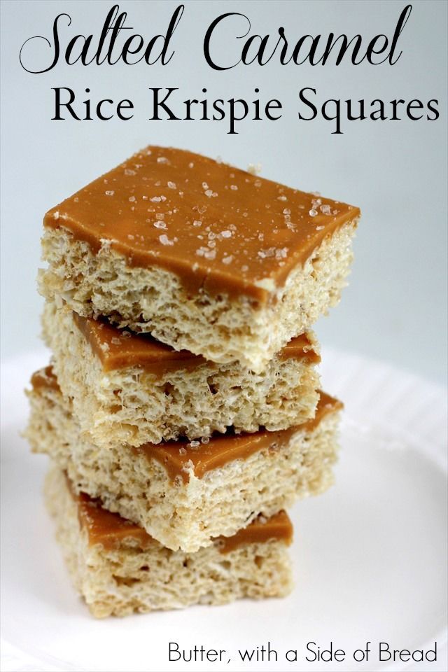 Salted Caramel Rice Krispie Squares – Butter With a Side of Bread  #recipes