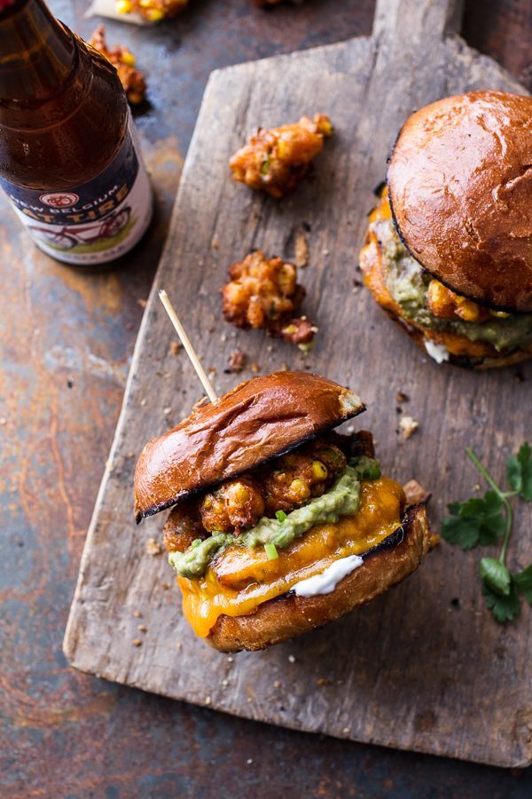 Smoky Chipotle Cheddar Burgers with Mexican Street Corn Fritters / halfbakedharvest.com @Half Baked Ha