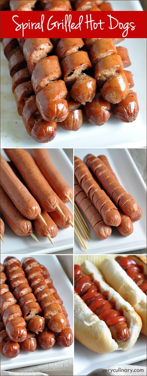 Take your grilled hot dogs up a notch, by spiral cutting them! Easy to do, more surface area to carame