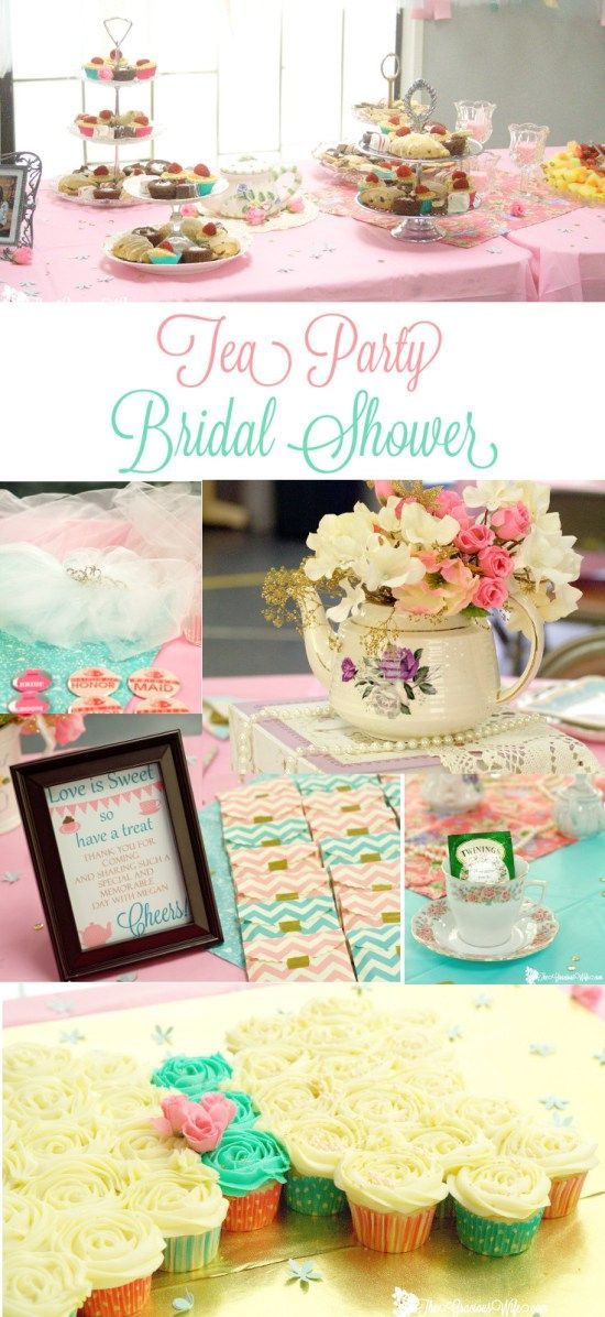 Tea Party Bridal Shower Ideas for an elegant and beautiful bridal shower tea party. Love the mint pink and