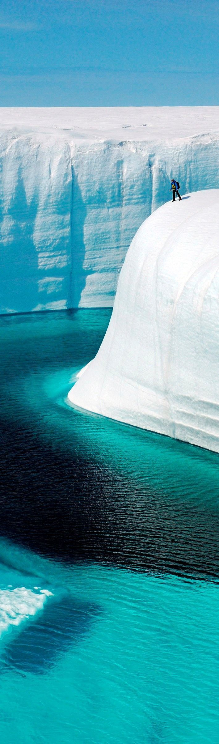 The ice canyons in Greenland were carved by meltwater and are as deep as 150 feet.