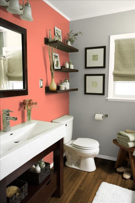 This is the layout of our half bath. I like the accent color and art to the left of the window.
