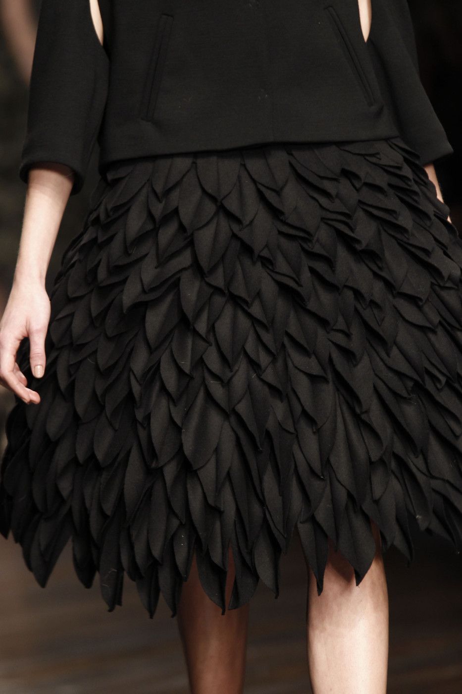 Wool Leaves – layered leaf texture skirt; fabric manipulation for fashion // John Rocha