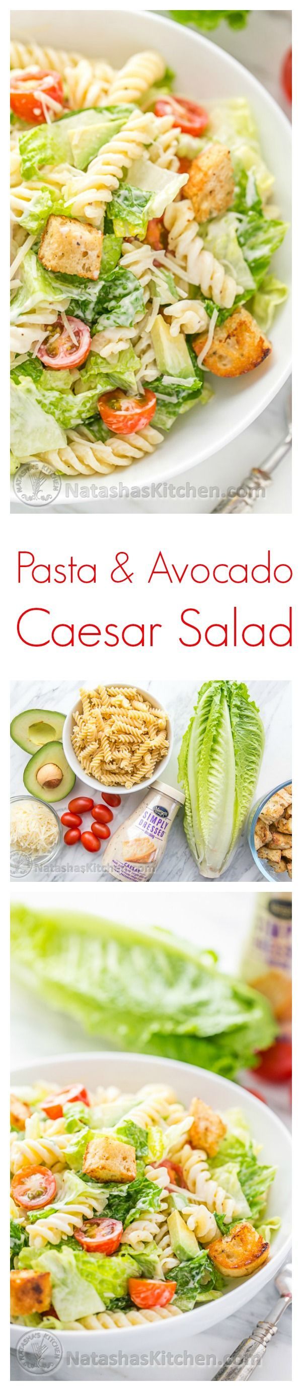 You have to try this Pasta Avocado Caesar Salad. Easy and family friendly weeknight meal! @natashaskitchen