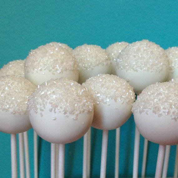 12 Frosty Glitter Snow Ball Cake Pops for Winter Wedding, Wonderland, One-derland, Bridal or Baby Show