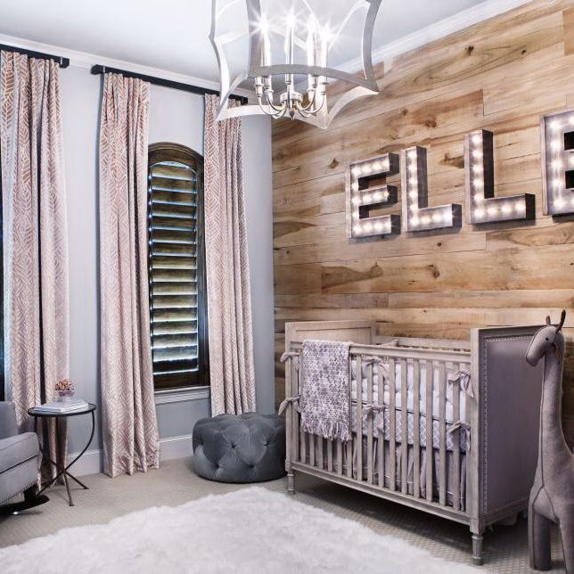 Baby will love this charmingly rustic nursery for years to come. Instead of wallpaper, the wall behind