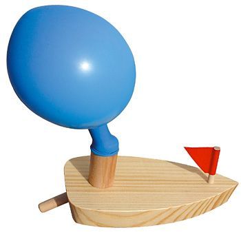 balloon power boat – blow up the balloon through the tail pipe, then let it go in the water…. cute