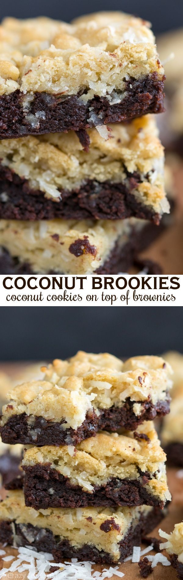Coconut Brookies are part brownie, part coconut sugar cookies. Two easy recipes combine into one decad