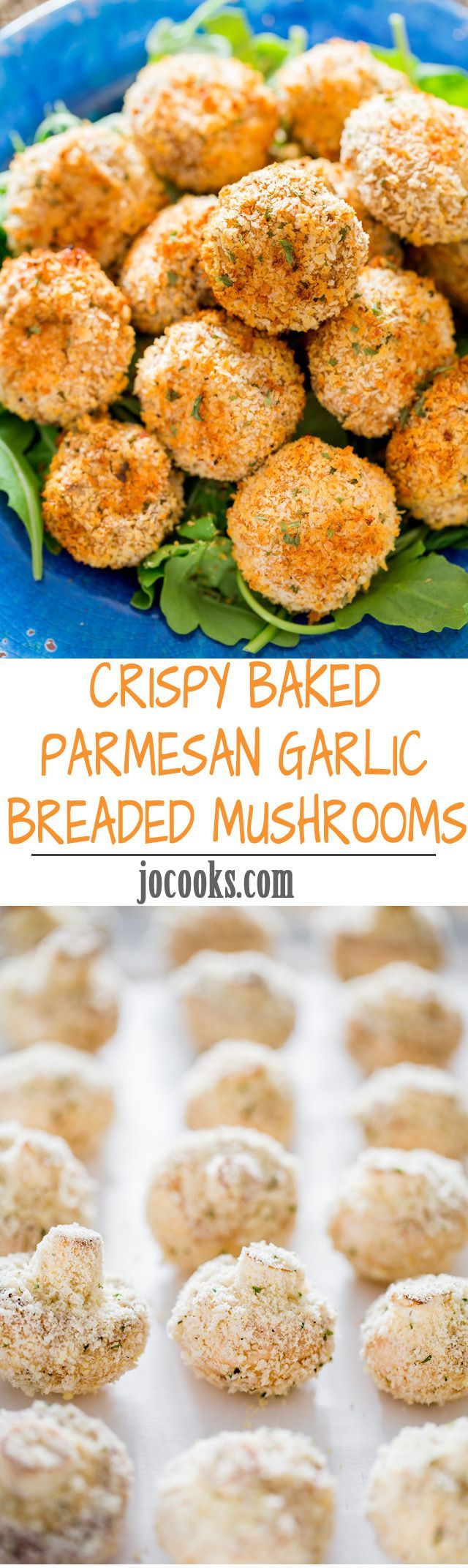 Crispy Baked Parmesan Garlic Breaded Mushrooms – enjoy this restaurant favorite without all the fat an