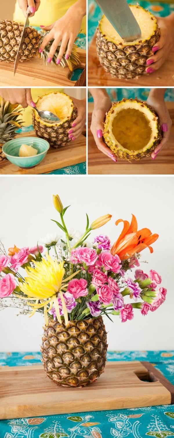 DIY Pineapple Vase – amazing floral centerpiece for that summer party!