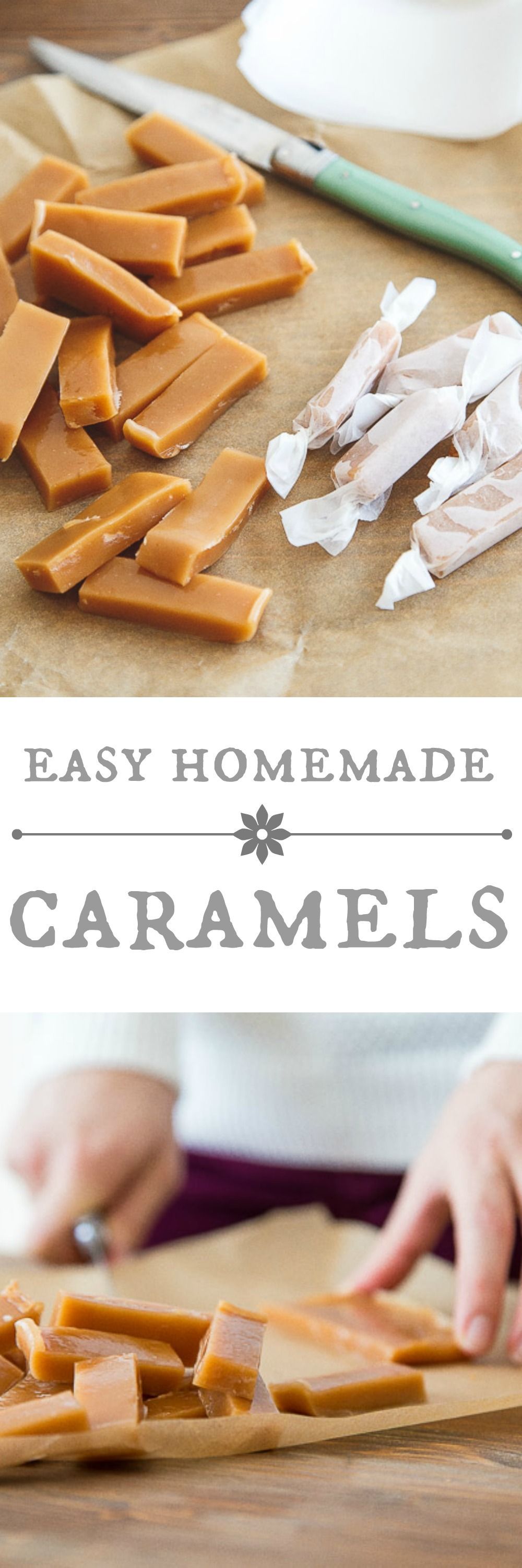 Easy homemade caramels. Small batch recipe. Small batch candy. Great food gift recipe! @DessertForTwo