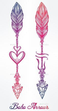 Ethnic Boho Decorative Arrows Set In Tattoo Style.,archer, arrow, arrowhead, art, bohemian, boho, coll