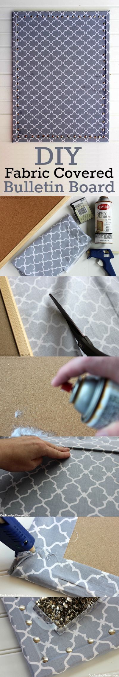 Fabric Covered Bulletin Board- Super Easy and Super Inexpensive home decor project.