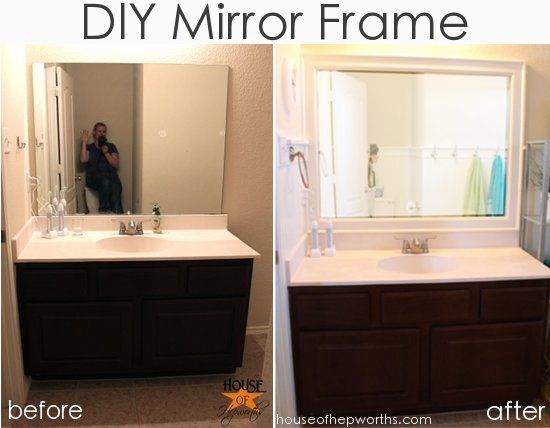 The kids’ bathroom mirror gets framed -   Great DIY Mirror frame ideas