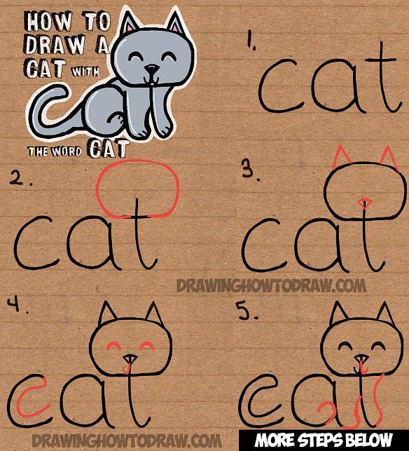 How to Draw a Cat from the word Cat Simple Step by Step Drawing Lesson for Children