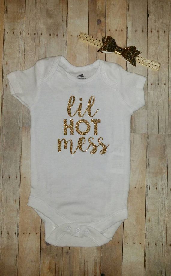 Lil hot mess baby girl white and gold glitter  Hey, I found this really awesome Etsy listing at www.et