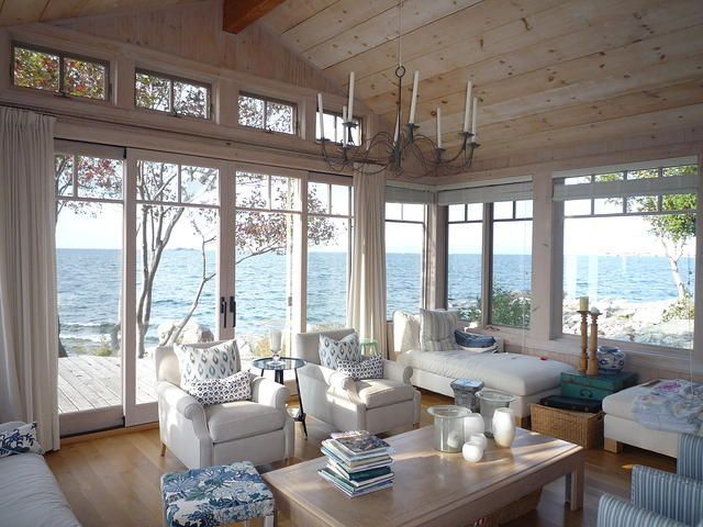 Love the windows in this beach cottage. Great view!