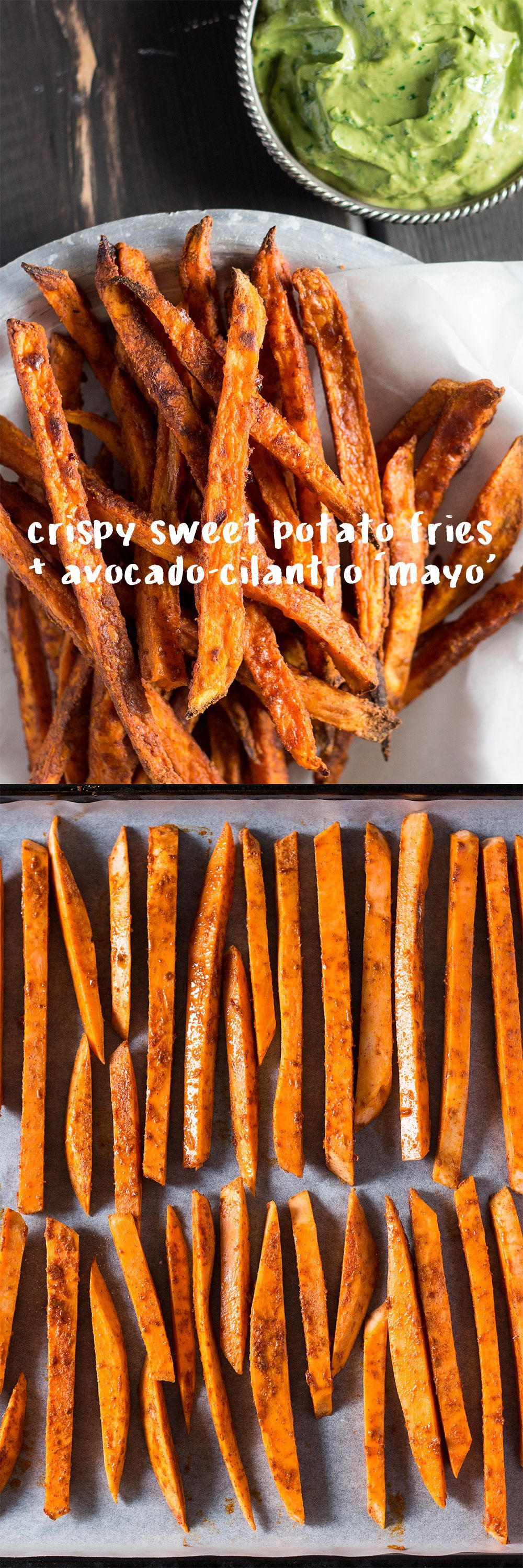 Make sweet fries crispy in the oven with two simple tricks. These get served with a smooth and healthy