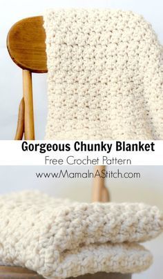 Make this gorgeous crochet blanket with Lion Brand Wool-Ease Thick & Quick! Free pattern by Mama i