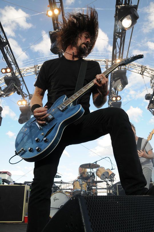 Nothing is better than when Dave Grohl brings out this beautiful blue guitar on stage and then starts