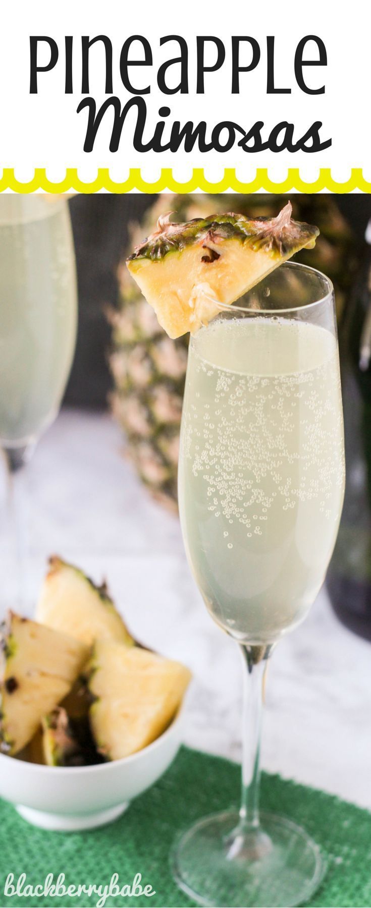 Pineapple Mimosas | It is a fruity, tropical twist on traditional mimosas! So easy, with just three co
