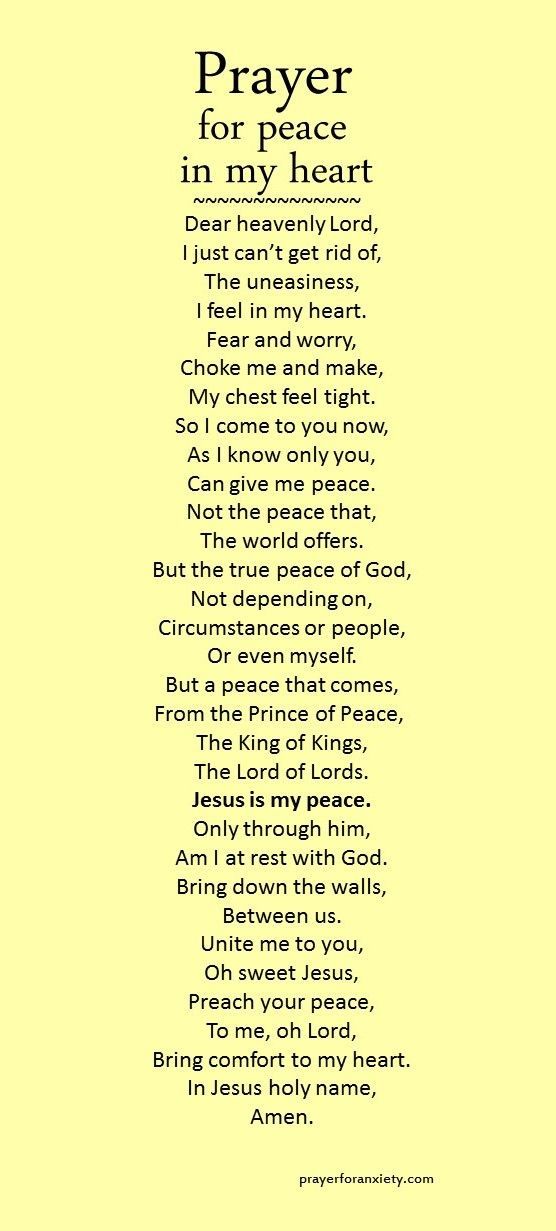 Prayer for peace in my heart