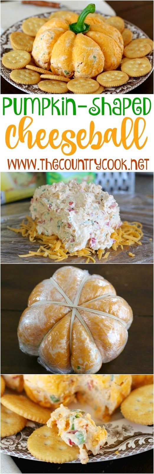 Pumpkin {Shaped} Cheese Ball recipe from The Country Cook. I took this to a get-together and everyone