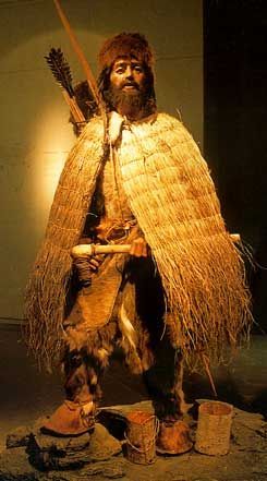 Recreation of clothing of Otzi the Iceman,  3,300 BCE found in the Alps on the Italian/Austrian border