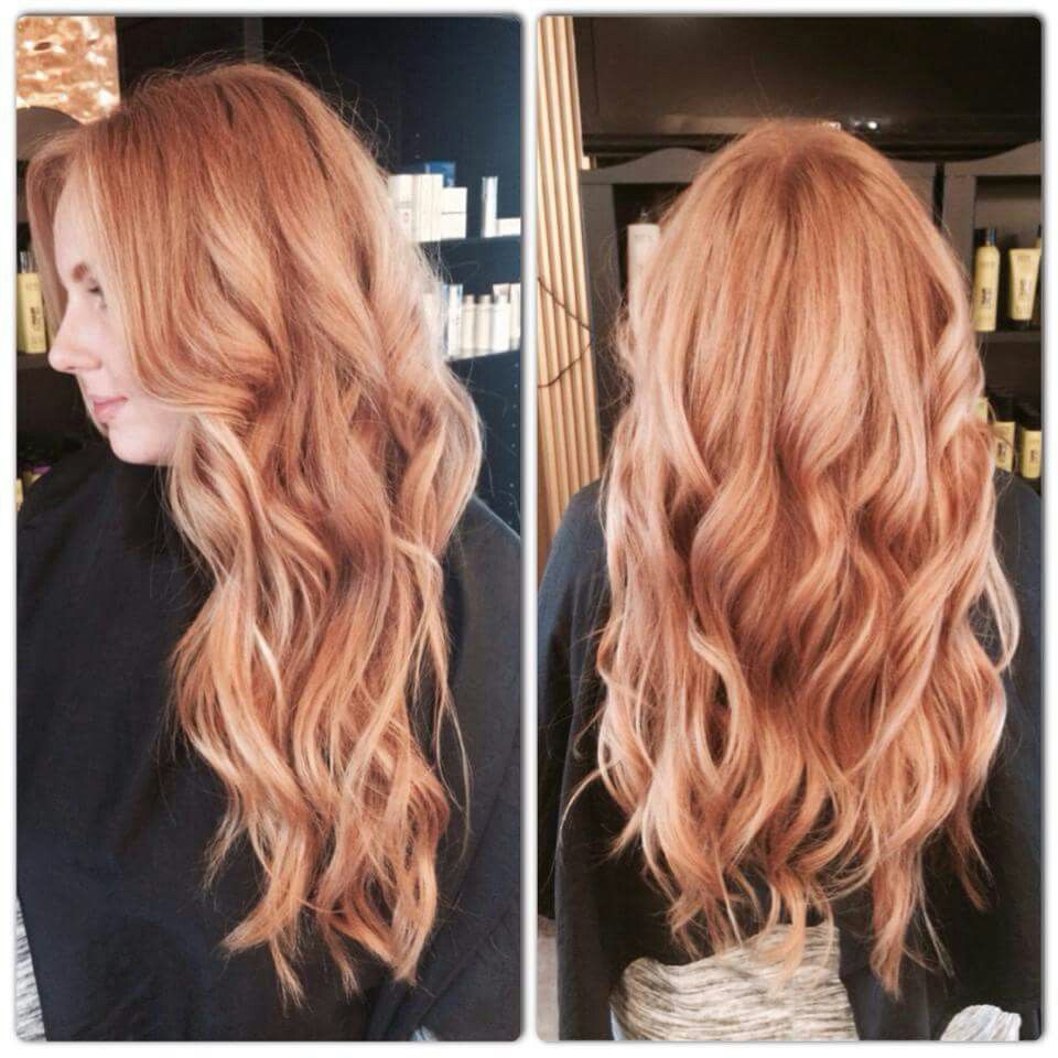 Red hair with blonde balayage