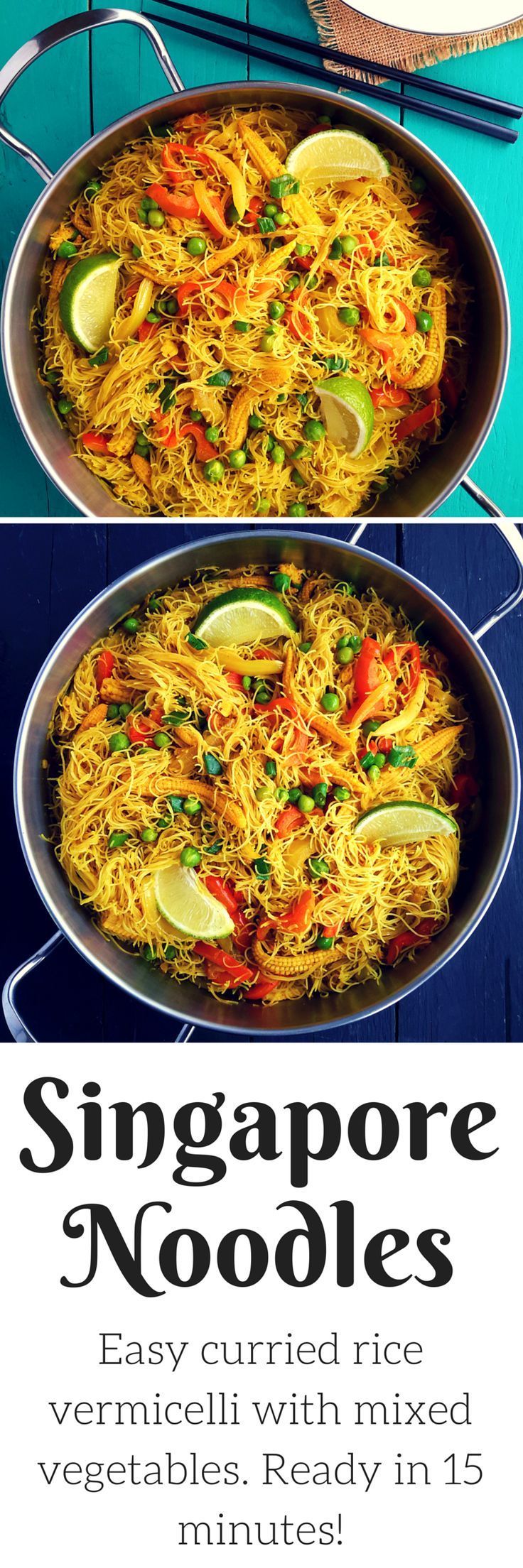 Singapore noodles are a great vegetarian/vegan lunch or dinner ready in an instant! Curried rice vermi