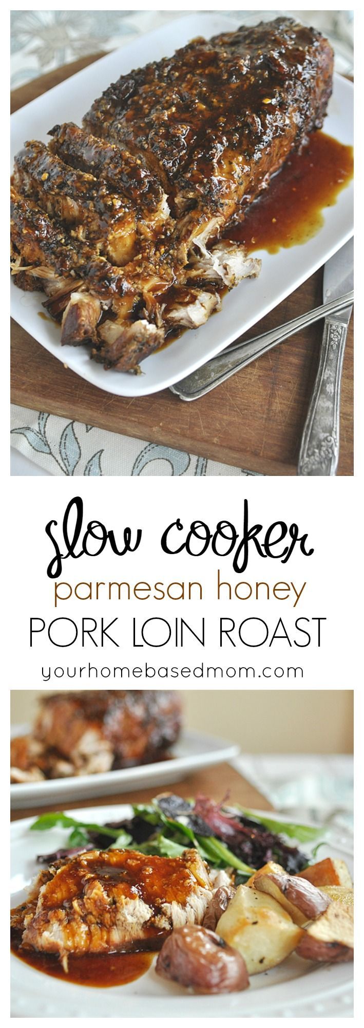 Slow Cooker Parmesan Honey Pork Loin Roast is one of the most pinned recipes on my site!  Easy and del
