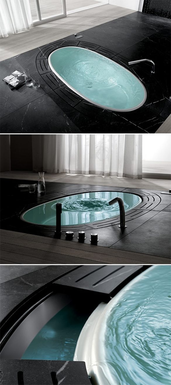 Sorgente Bathtubs by Lenci Design. Awesome sunken tubs with whirlpool jets.