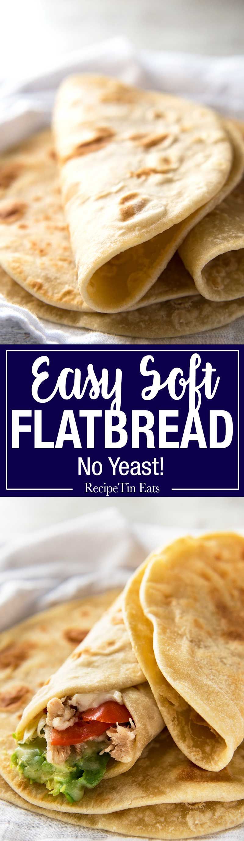 This flatbread recipe is made without yeast, yet is soft and pliable and wonderfully moist. www.recipe