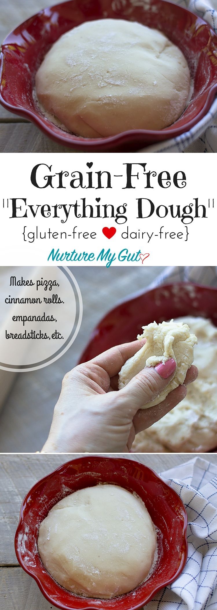 This Grain-Free Everything Dough is perfect for making pizza, cinnamon rolls, empanadas, pita bread, b