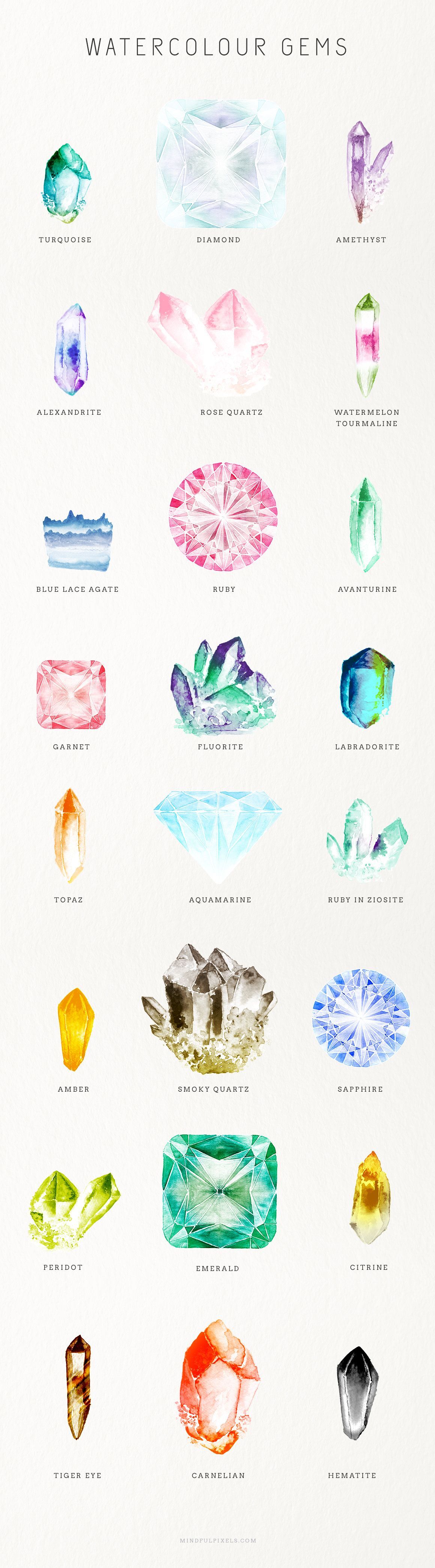 Watercolor gems