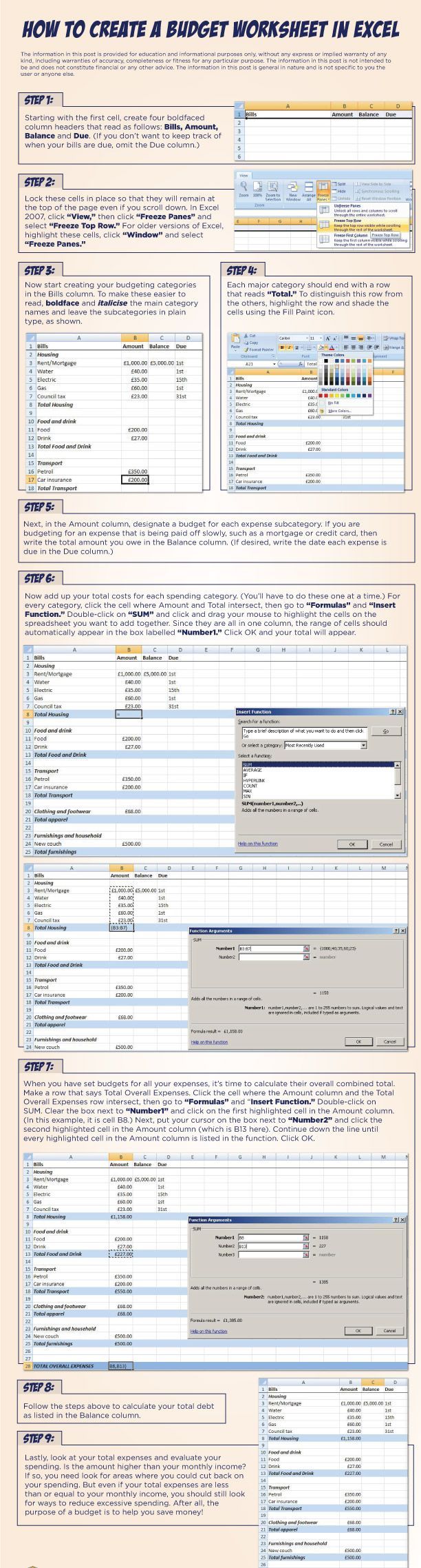 9 step by step instructions on how to create a budget worksheet in excel…