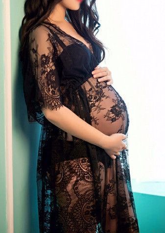 Black Maternity Sexy Lace Dress – Maternity shoot