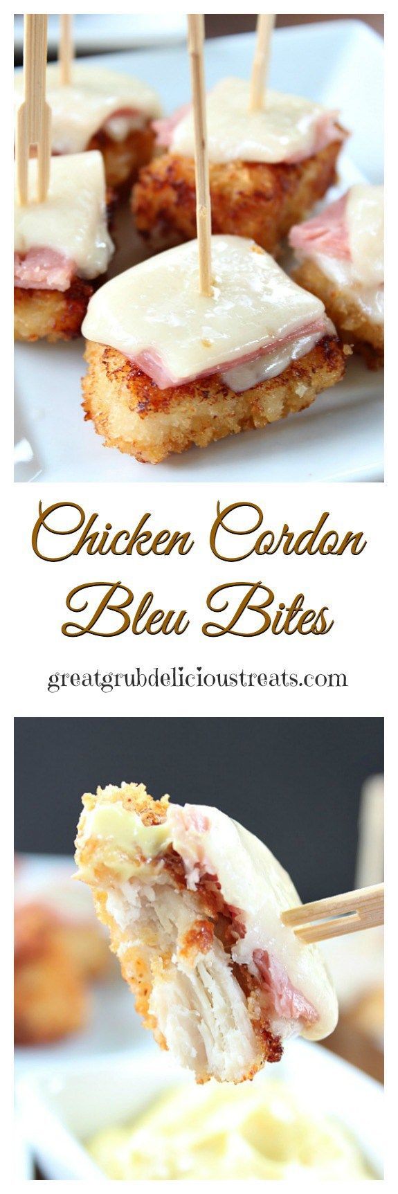 Chicken Cordon Bleu Bites ~ These crispy, crunchy bites of deliciousness make a great tasty appetizer.