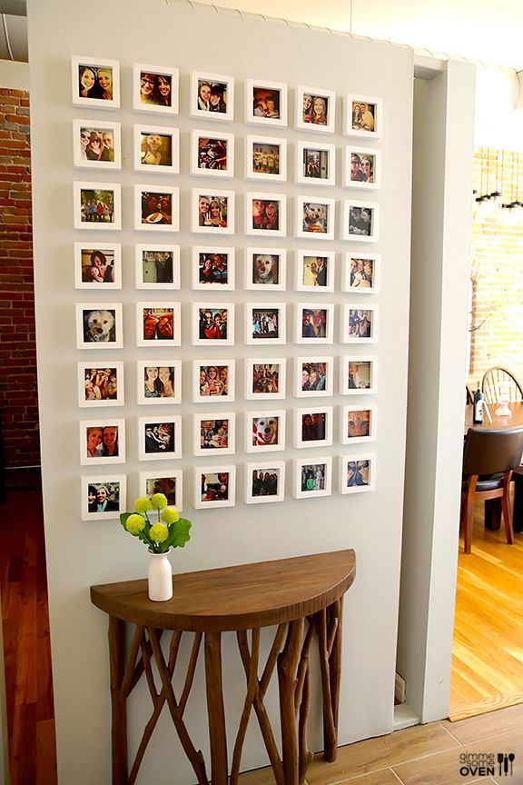 instagram wall. where to get the tiny frames + all! super great idea because you can switch photos in