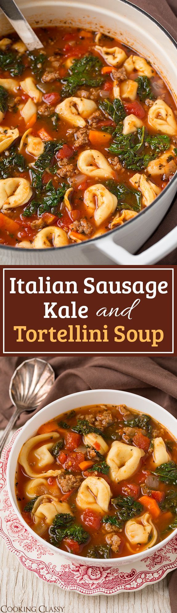Italian Sausage, Kale and Tortellini Soup – easy, hearty and loved the flavor! Perfect for cold weathe