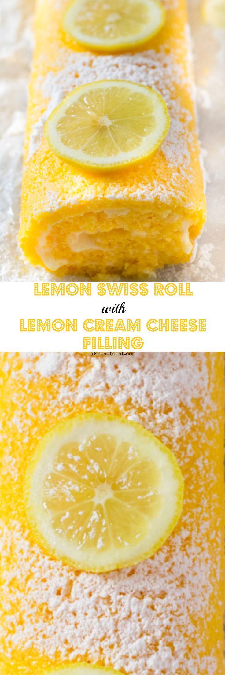 Lemon Swiss Roll with Lemon Cream Cheese Filling